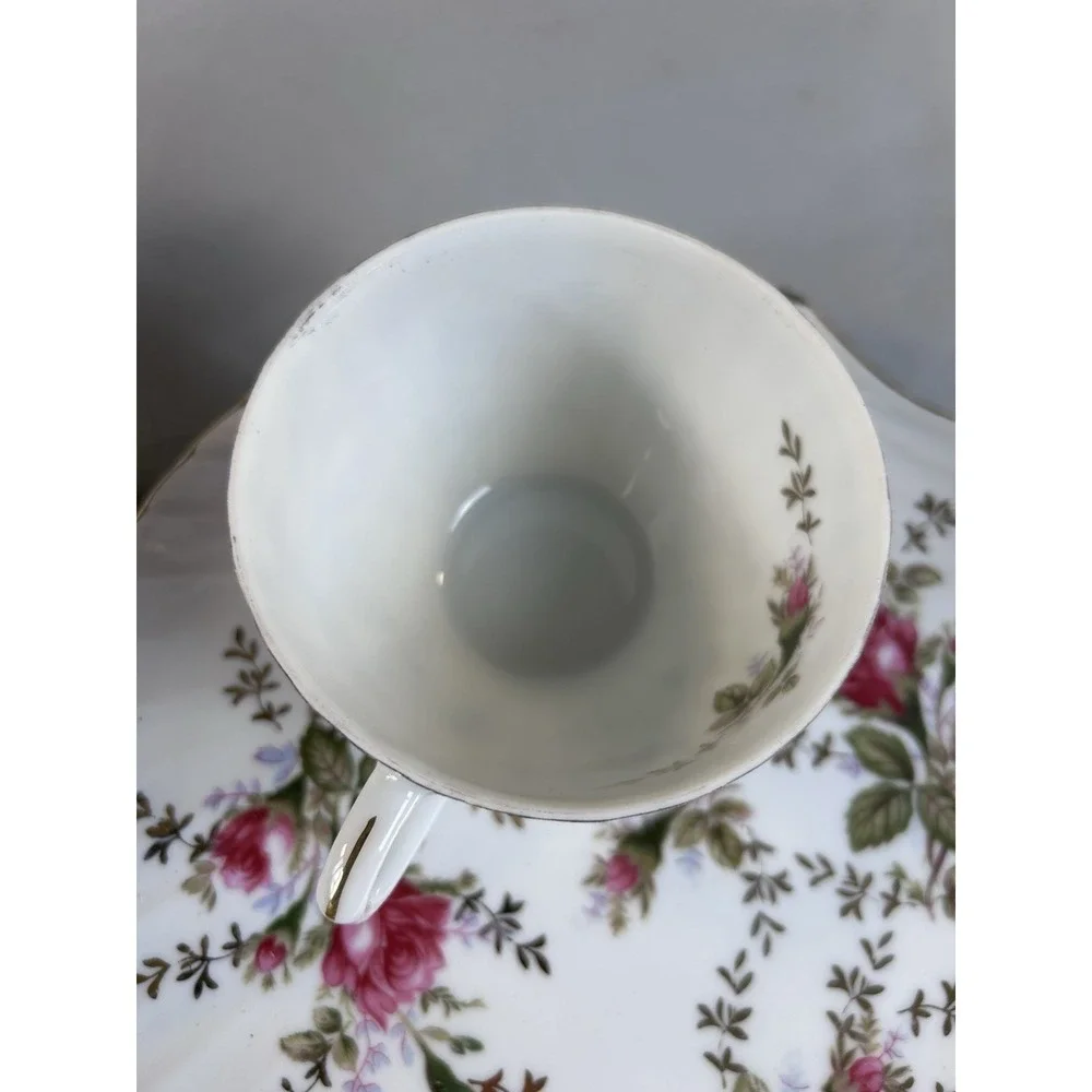 Vintage Japan Tea Cup Saucer Set 4 Floral Gold Trim Scalloped‎ Plates